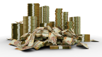 Big stacks of 1000 Kenyan shilling notes. A lot of money isolated on transparent background. 3d rendering of bundles of cash png
