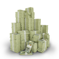 Big stacks of US dollar notes. A lot of money isolated on transparent background. 3d rendering of bundles of cash png