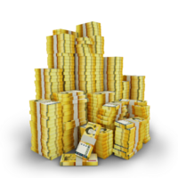 Big stacks of South Korean won notes. A lot of money isolated on transparent background. 3d rendering of bundles of arranged cash png