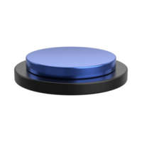 bleu pousser bouton avec métal base, réfléchissant base, électrique affaires bouton png image, génératif ai