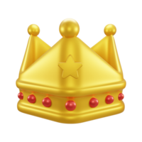 Rey o reina dorado coronas 3d representación icono con gemas png