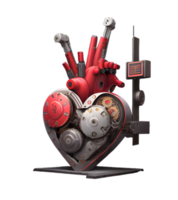 3D Heart Machine Transparent Background PNG Image Ai Generative