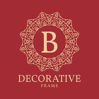 letter B mandala circle lace frame vector