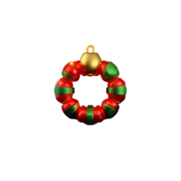 christmas 3d wreath with golden ring bell illustration png