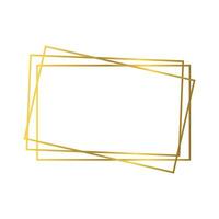Gold geometric polygonal frame with shining effects isolated on white background. Empty glowing art deco backdrop. Vector illustration.
