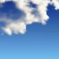 Natural background with cloud on blue sky. Realistic cloud on blue backdrop. Vector illustration