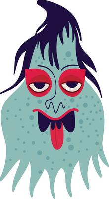 Ghost Fairy. Vibrant bright Strange ugly Halloween characters.