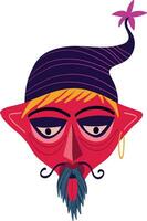 Vibrant freaky strange dwarf. Halloween character. vector