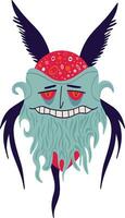 Creepy funny character monster gin with funny smile face. vector