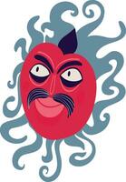 Fantasy demon with a creepy face. Vibrant bright Strange ugly Halloween character vector