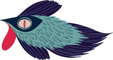 Cute comical bird-fish with long wings. Illustration in doodle style vector