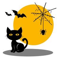 The Halloween element at night with Full moon vector