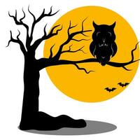 The Halloween element at night with Full moon vector