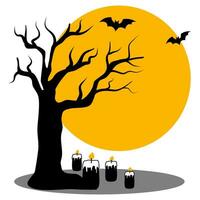 The Halloween element at night with Full moon vector