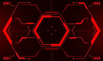 HUD sci-fi interface screen view red hexagon geometric design virtual reality futuristic technology creative display vector