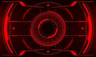 HUD sci-fi interface screen view red danger geometric design virtual reality futuristic technology creative display vector