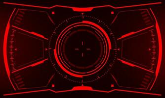 HUD sci-fi interface screen view red geometric design virtual reality futuristic technology creative display vector