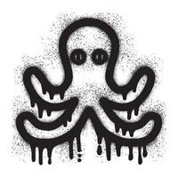 Octopus graffiti art with black spray paint vector