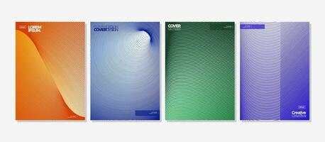 Colorful blend line abstract modern cover design set vector