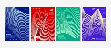 Modern digital flow line abstract cover design bundle vector