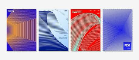 Set of modern dynamic line flow abstract cover design vector