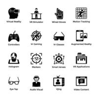 Bundle of VR Glyph Icons vector