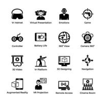 Pack of VR and AR Glyph Icons vector