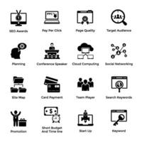 Set of SEO Management Glyph Conceptual Icons vector