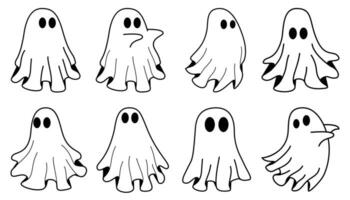 set of cute halloween ghosts illustration vector