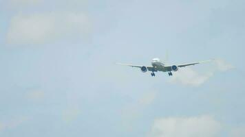 Widebody airplane approaching before landing at Amsterdam airport video