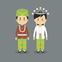 Couple Character Wearing Banten Traditional Dress vector