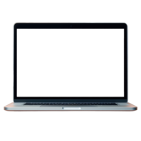 Laptop computer with blank screen isolated on transparent background, generative ai png