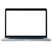 Laptop computer with blank screen isolated on transparent background, generative ai png