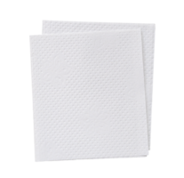 Top view of two folded pieces of white tissue paper or napkin in stack isolated with clipping path in png file format