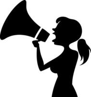 person woman screaming into a megaphone vector