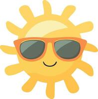 sun character wearing sunglasses vector