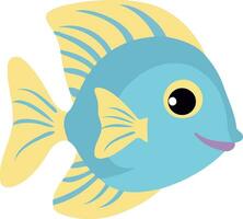 animal aquatic fish blue and yellow fluffy vector