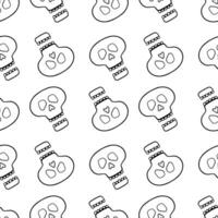 hand drawn seamless pattern of skulls vector