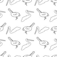 pelican bird line art seamless pattern vector