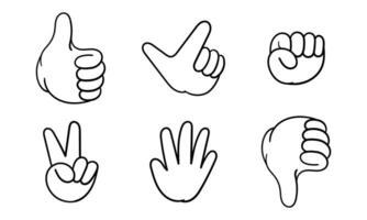 hand drawn cartoon hand gesture vector