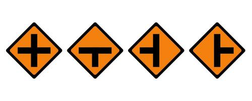 a collection of warning signs for intersections and junctions vector