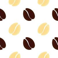 seamless pattern of brown and white coffee beans vector