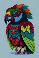 A detailed illustration of a Parrot for a t-shirt design, wallpaper and fashion design photo