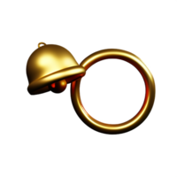 christmas 3d wreath with golden ring bell illustration png