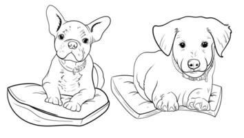 set of hand drawn Outlined animal dog head. Vector illustration beagle dog is a simple vector sketch illustration