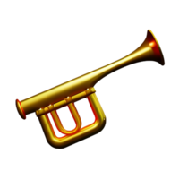 ilustración de trompeta de oro 3d de navidad png