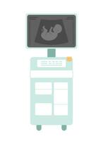 Ultrasound diagnostic machine semi flat colour vector object. Baby on screen. Editable cartoon clip art icon on white background. Simple spot illustration for web graphic design