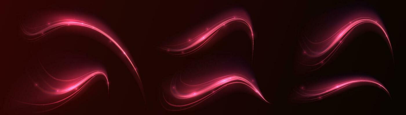 Glowing shiny lines effect vector. Luminous white lines of speed. Light glowing effect. Light trail wave, fire path trace line and incandescence curve twirl.