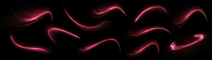 Glowing shiny lines effect vector. Luminous white lines of speed. Light glowing effect. Light trail wave, fire path trace line and incandescence curve twirl. vector