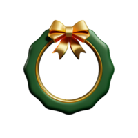 christmas 3d wreath with golden ring bell illustration png